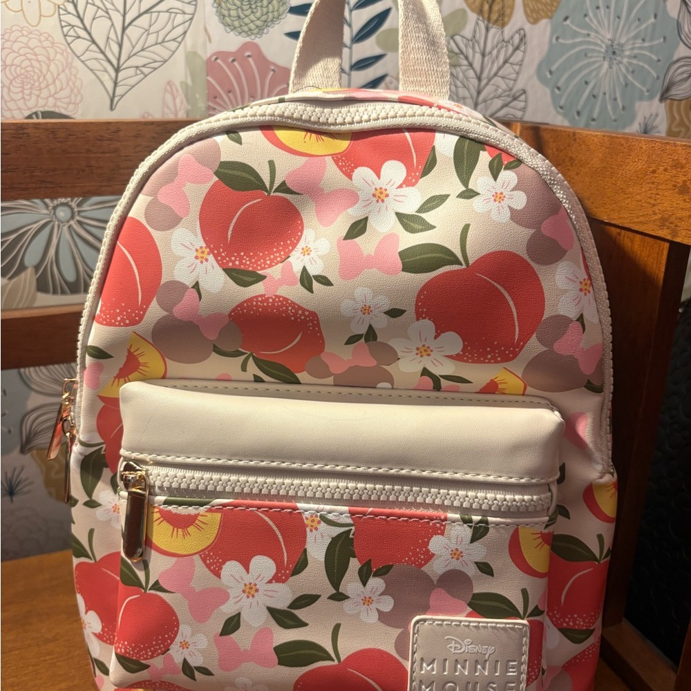 Bioworld Minnie Mouse Peach Floral Backpack. NWT